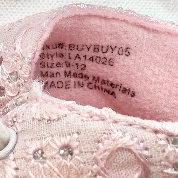 Laura Ashley Embroidered Sparkly Crib Sneakers Sz 9-12M Pink Walker Infant NWOT - Picture 3 of 8